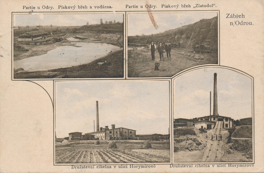 Pohlednice s motivy zábřežské cihelny a pískových dolů, okolo 1915. Fotografie Zdeněk Wludyka.